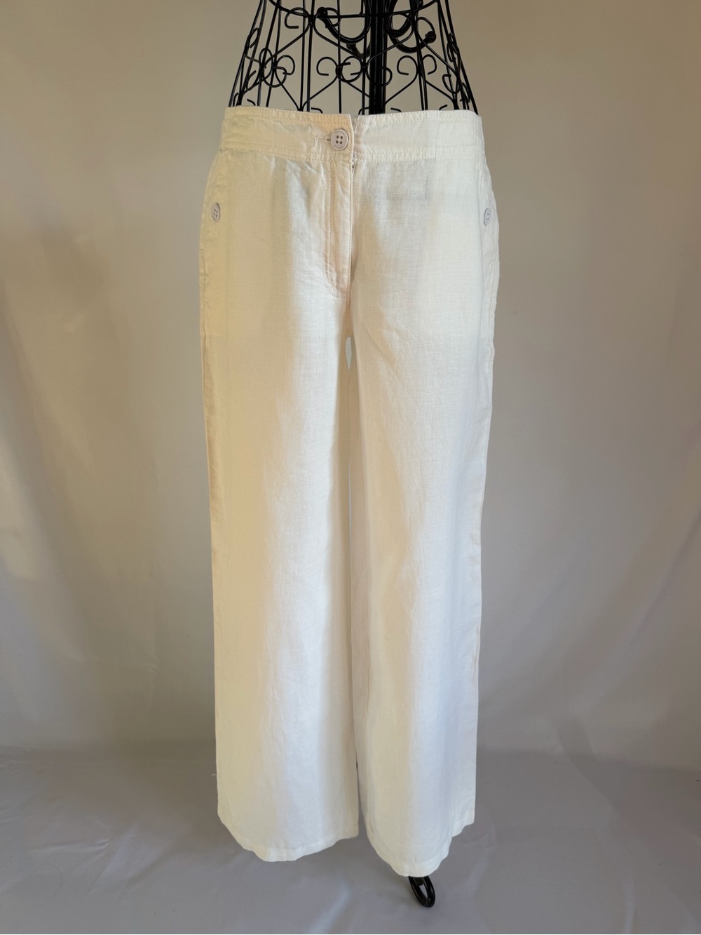 Chico's Wide-Leg Linen-Blend White Pants